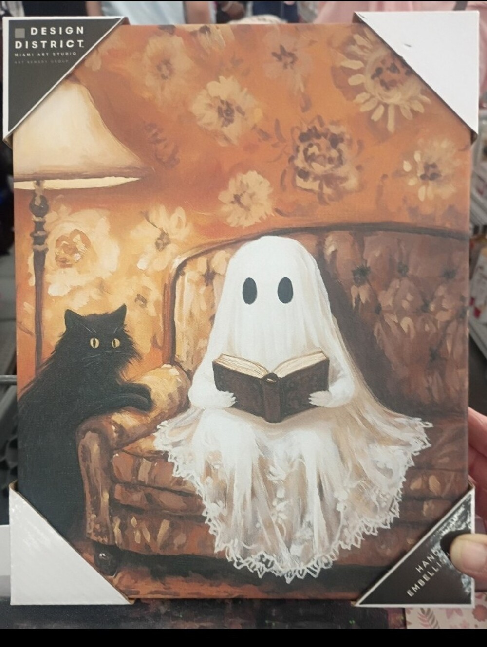 Haunting Ghost Reading Painting Poster Framed Wall Art Canvas  Dark Academia